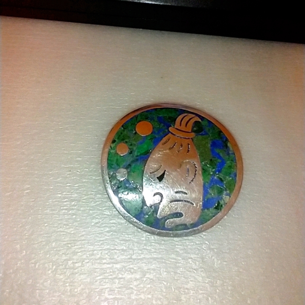 Vintage maya brooch pendant